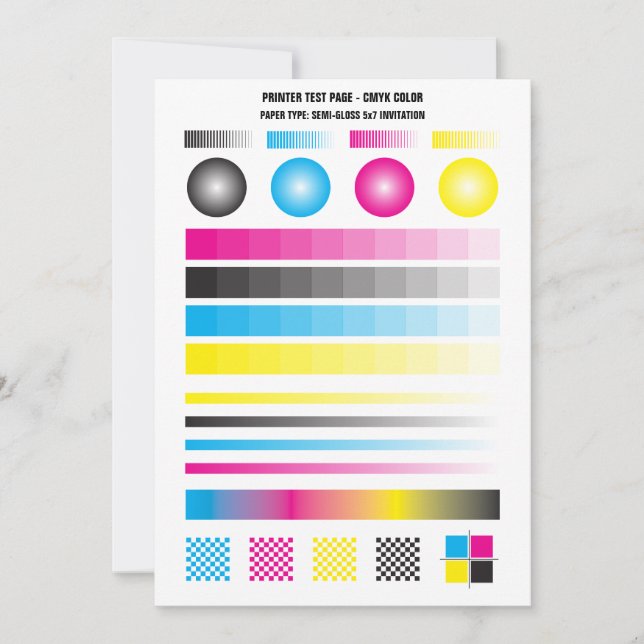 Printer Test Page CMYK Gradients Lines Invitation (Front)