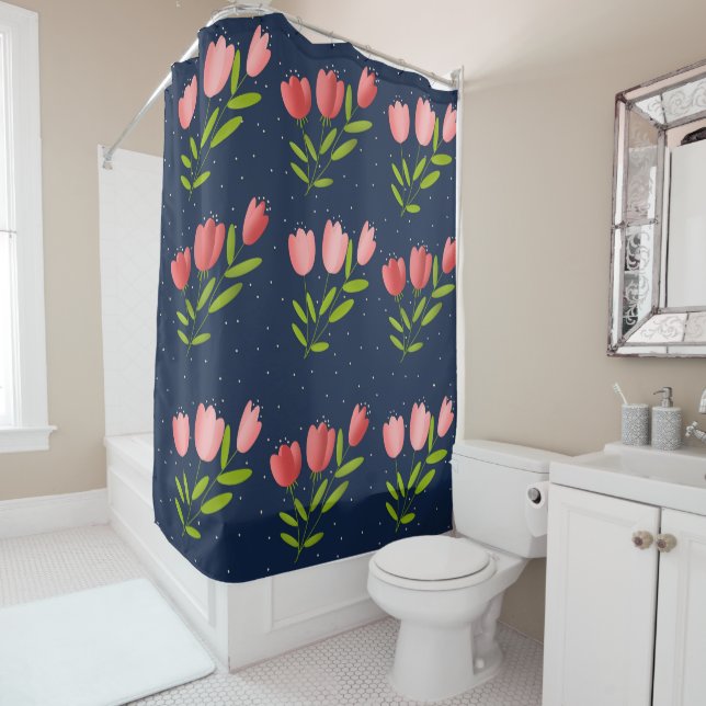 printing of tulips shower curtain (In Situ)