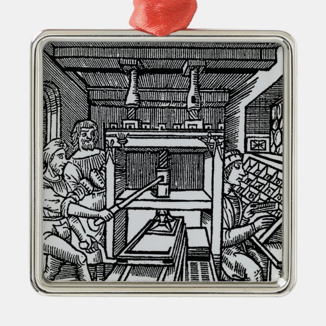 Printing press metal tree decoration (Front)