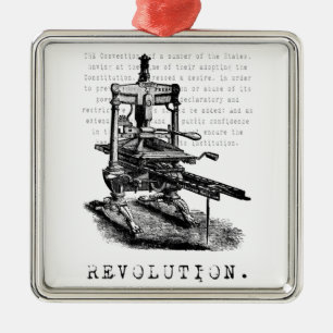 Printing Press = REVOLUTION! Metal Tree Decoration