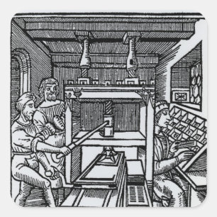 Printing press square sticker