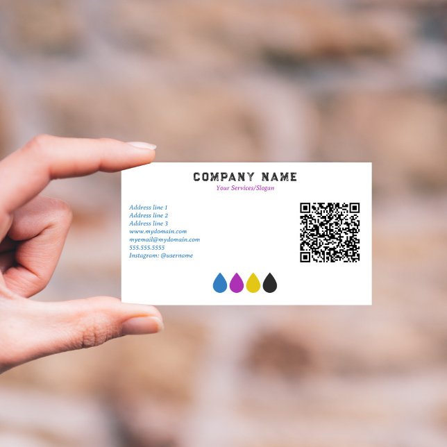 Printing Services CMYK Ink Drops Business Card (Printing Services CMYK Ink Drops Business Card)