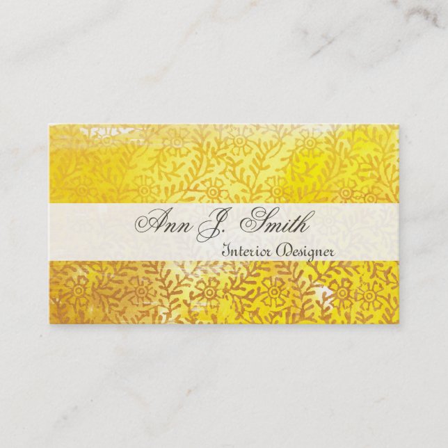 Printmaker Floral Elegant Decorated Pattern Golden Business Card (Front)