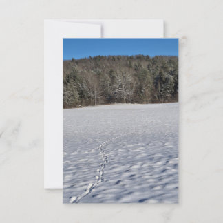 Prints in a snowy field Note Card