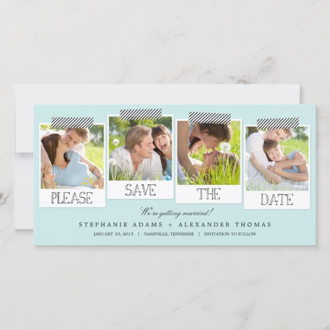 Prints Save The Date Photo Cards - Blue (Front)
