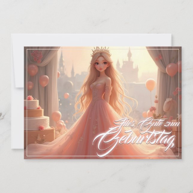 Prinzessin Geburtstagskarte in Rosa (Front)