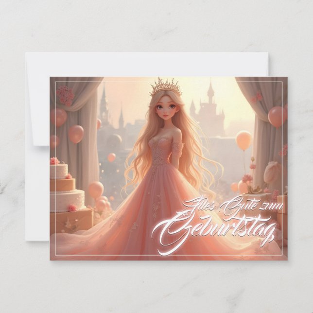 Prinzessin Geburtstagskarte in Rosa (Front)