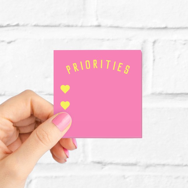 Priorities Hot Pink and Yellow Notes with Hearts (Creator Uploaded)