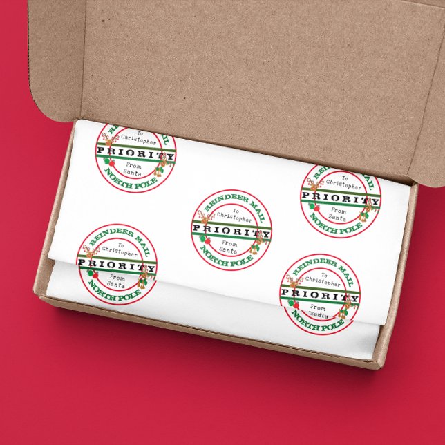 Priority Reindeer Mail From Santa Name  Tissue Paper (Creator Uploaded)