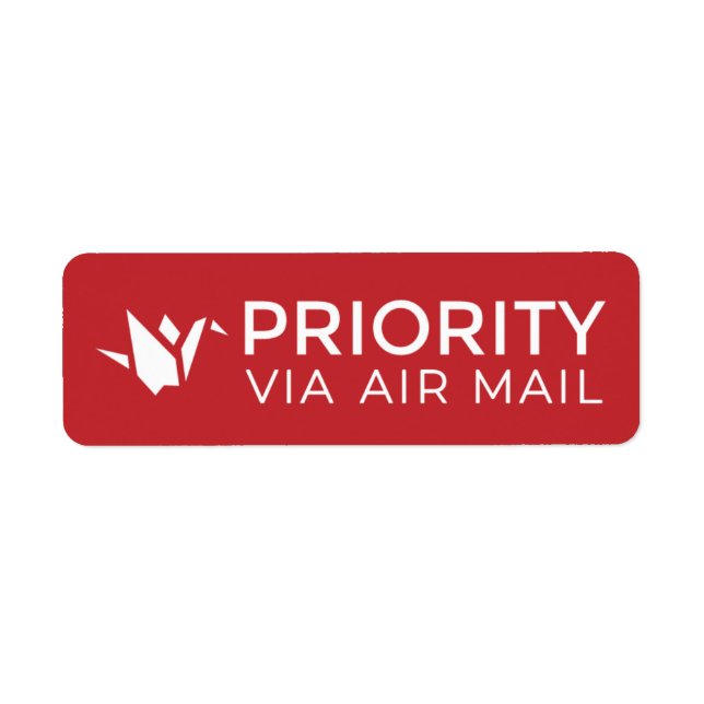 PRIORITY VIA AIR MAIL 折り鶴 origami bird birds ラベル (Front)