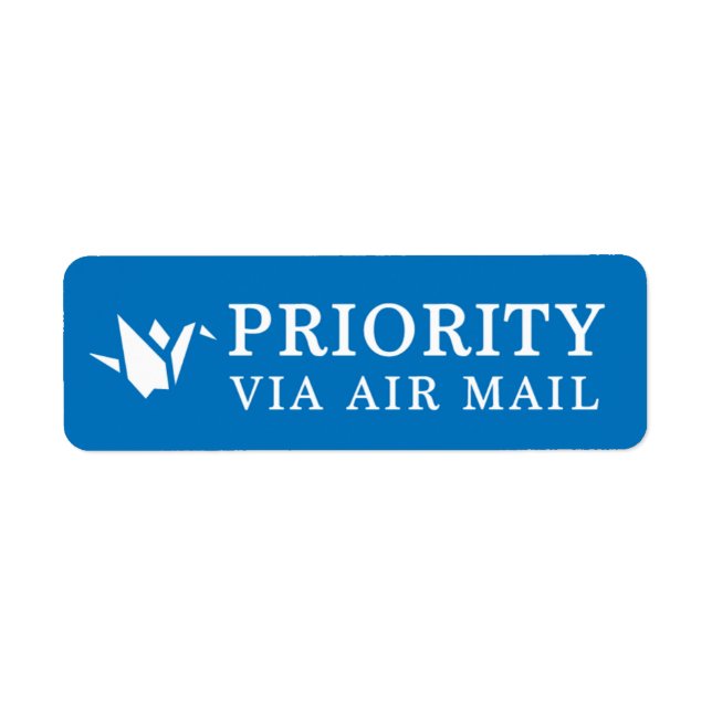 PRIORITY VIA AIR MAIL 折り鶴 origami bird birds ラベル (Front)