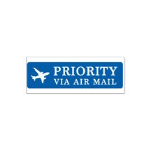 PRIORITY VIA AIR MAIL 飛行機 airplane セルフインキングスタンプ