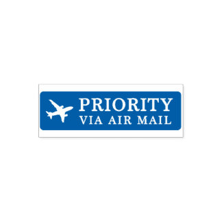 PRIORITY VIA AIR MAIL 飛行機 airplane セルフインキングスタンプ Self-inking Stamp