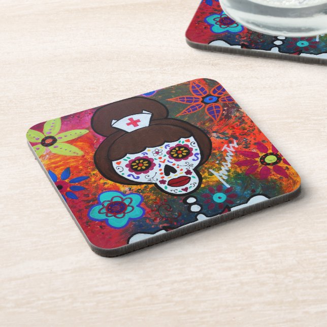 Prisarts Day of the Dead Nurse Coasters (Left Side)