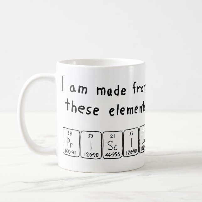Priscila periodic table name mug (Left)