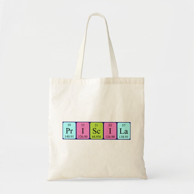 Priscila periodic table name tote bag (Front)