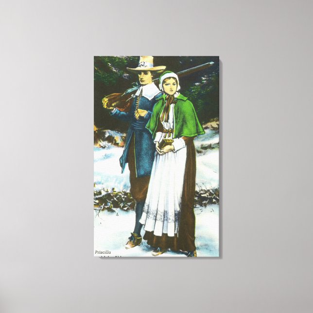 Priscilla and John Alden Scene Canvas Print (Front)