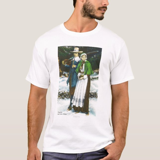 Priscilla and John Alden Scene T-Shirt (Front)