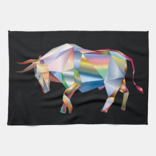 Prism Bull Rainbow Abstract Fab Tea Towel