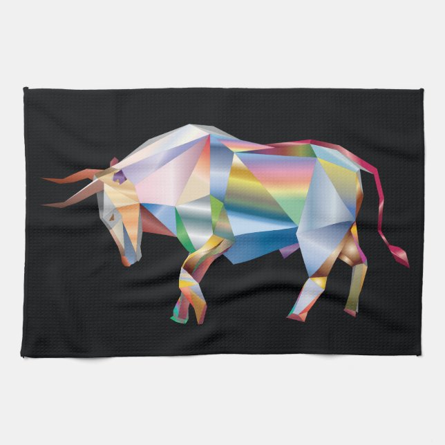 Prism Bull Rainbow Abstract Fab Tea Towel (Horizontal)