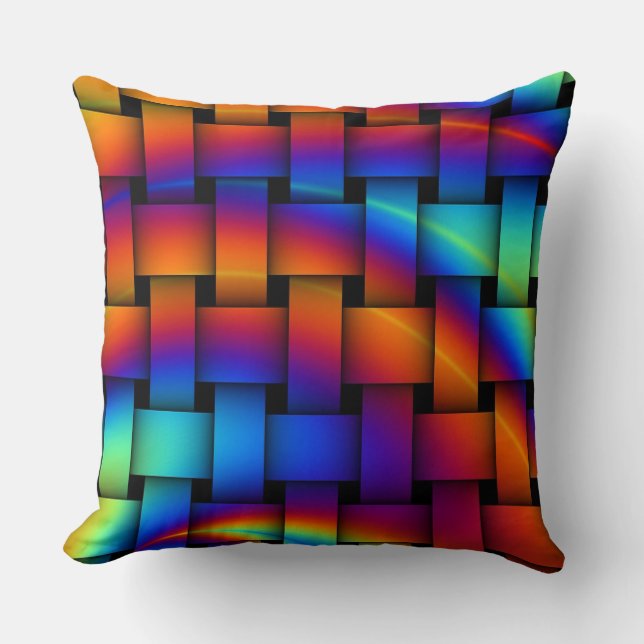Prism Colours and Weave Background Accent Pillow (Front)
