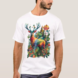 Prism Deer – Low-Poly Forest Color Splash T-Shirt