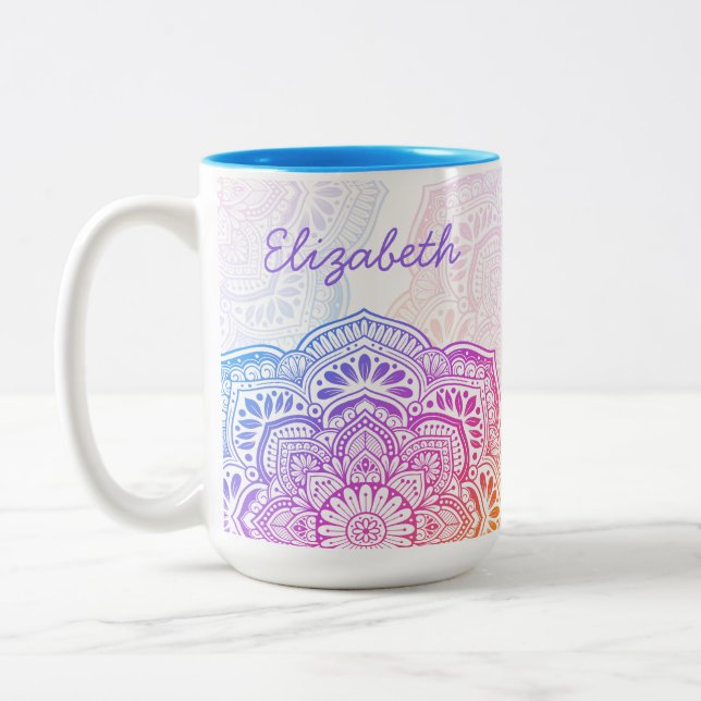 Prism Flower Mandala 15 oz. Personalized Mug (Left)
