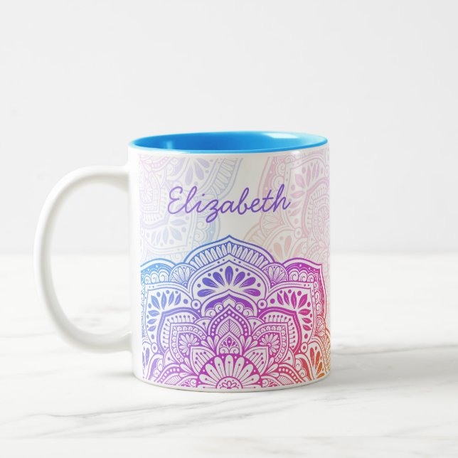 Prism Flower Mandala Personalised Mug (Left)