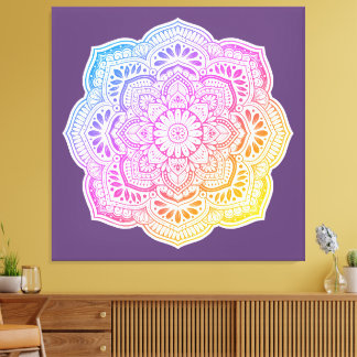 Prism Flower Mandala Stretched Canvas Print
