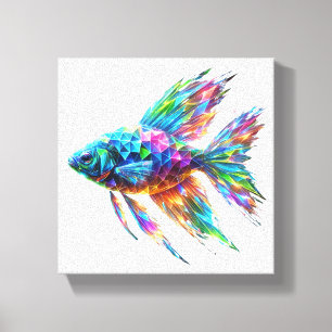 Prism Glow Geometric Fish Canvas Print