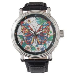 Prism of Nature" - Stained Glass Butterfly Watch