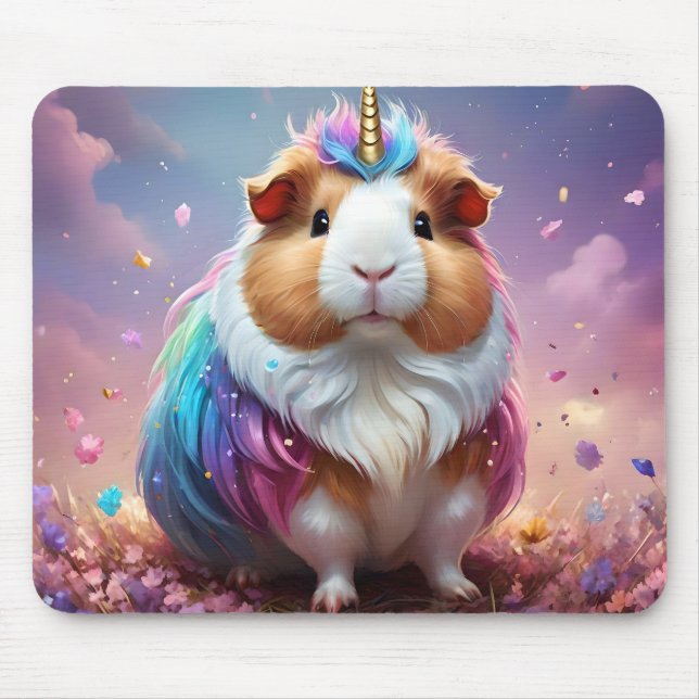 Prism Pigtail: The Radiant Unicorn Guinea Pig Mouse Mat (Front)