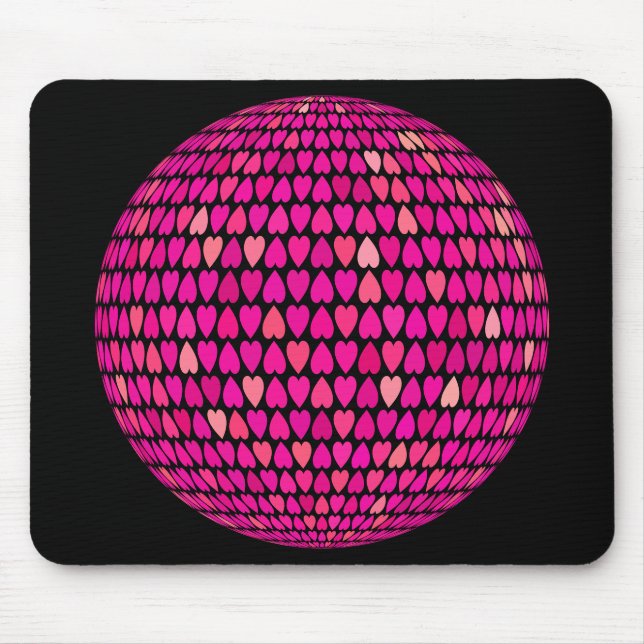Prismatic Alternating Hearts Sphere Mouse Mat (Front)