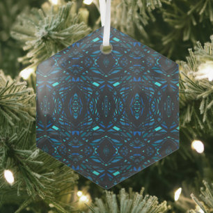 Prismatic Blue Black Abstract Acrylic Art Glass Tree Decoration