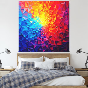 Prismatic Chaos Digital Grid Design Canvas Print