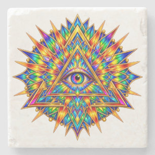 Prismatic Dawn Eye Stone Coaster