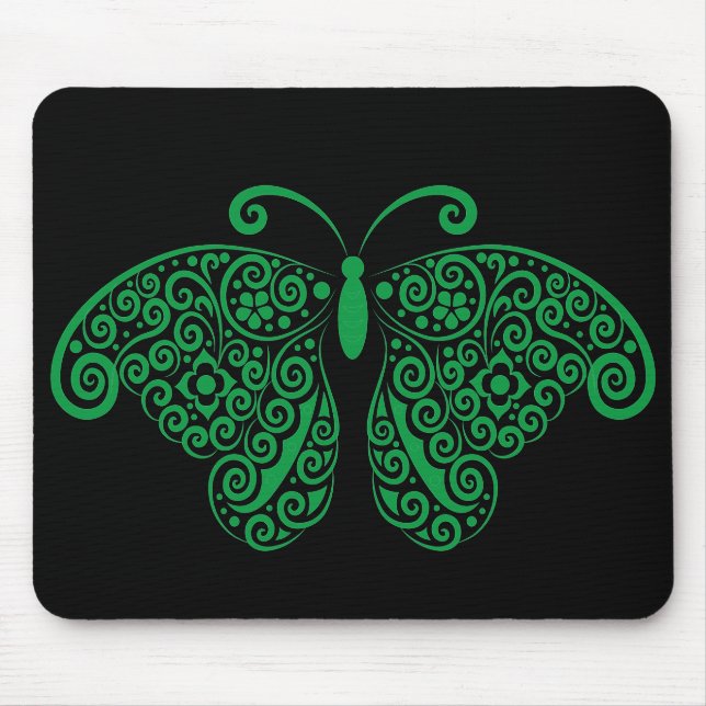 Prismatic Floral Flourish Butterfly Silhouette Mouse Mat (Front)