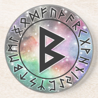Prismatic Galaxy Rune Circle [18. Berkano] Coaster