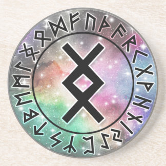Prismatic Galaxy Rune Circle [22. Inguz] Coaster