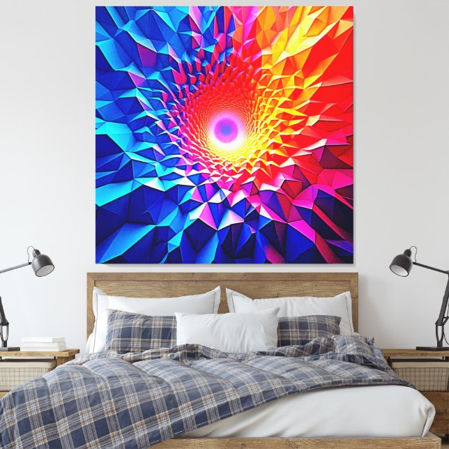 Prismatic Geometric Color Vortex Design Canvas Print (Insitu(Bedroom))