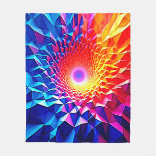 Prismatic Geometric Color Vortex Design Fleece Blanket
