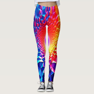 Prismatic Geometric Color Vortex Design Leggings