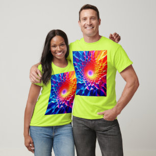 Prismatic Geometric Color Vortex Design T-Shirt