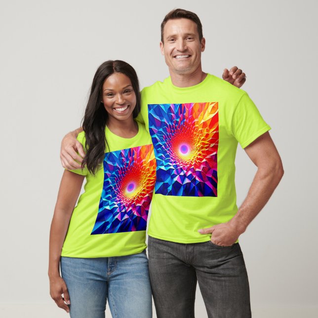 Prismatic Geometric Color Vortex Design T-Shirt (Unisex)