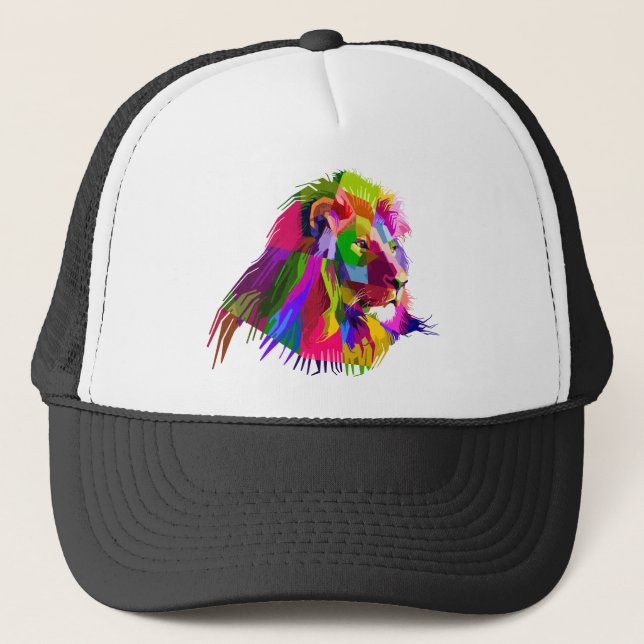 Prismatic-Geometric-Lion Trucker Hat (Front)