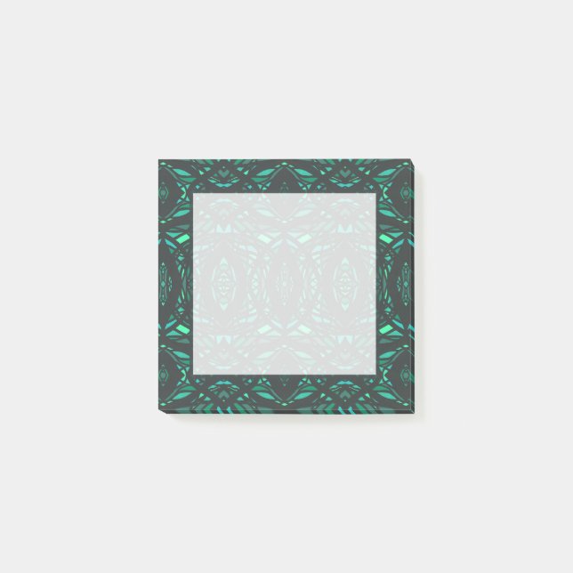 Prismatic Green Black Abstract Acrylic Art Post-it Notes (Front)