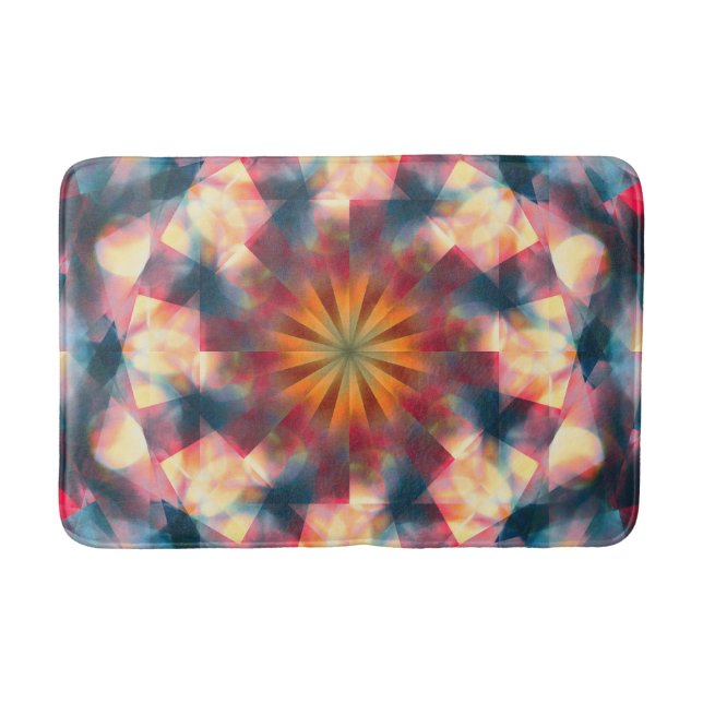 Prismatic Kaleidoscopic Psychedelic Mandala Bath Mat (Front)