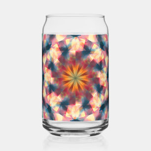Prismatic Kaleidoscopic Psychedelic Mandala Can Glass