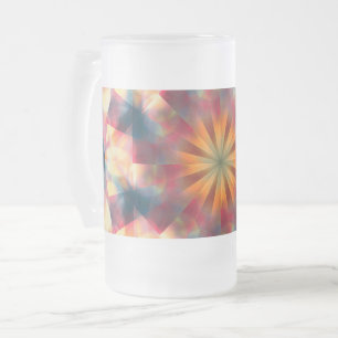 Prismatic Kaleidoscopic Psychedelic Mandala Frosted Glass Beer Mug