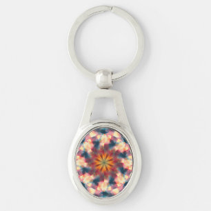Prismatic Kaleidoscopic Psychedelic Mandala Key Ring